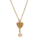 1928 Jewelry Topaz Pave Crystal Heart Pendant Champagne Bead Drop Necklace 16" + 3" Extension