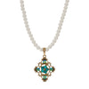1928 Jewelry Pearl Strand Multi Crystal Filigree Pendant Necklace 15