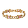 1928 Jewelry Floral Faux Pearls & Channel Crystal Link Bracelet