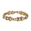 1928 Jewelry Floral Faux Pearls & Channel Crystal Link Bracelet
