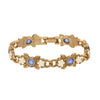 1928 Jewelry Floral Faux Pearls & Channel Crystal Link Bracelet