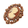 1928 Jewelry Floral & Topaz Crystal Cameo Brooch