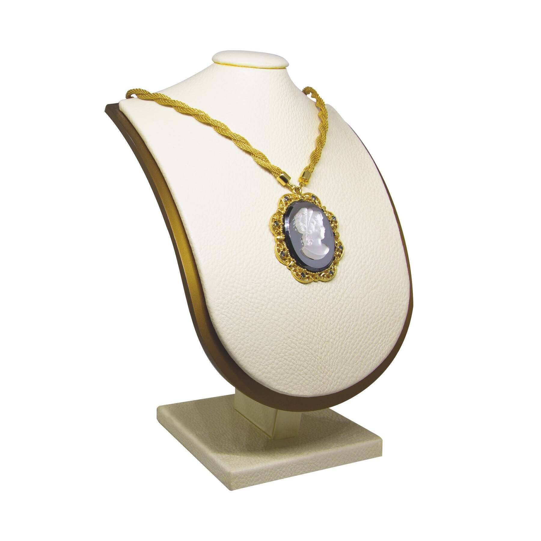 1928 Jewelry Golden Era Noir Et Clair Cameo Necklace 16" + 3" Extension