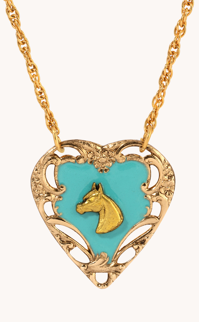 Horse Head Heart Necklace