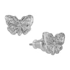 Petite Monarch Butterfly Silver Tone Stud Earrings