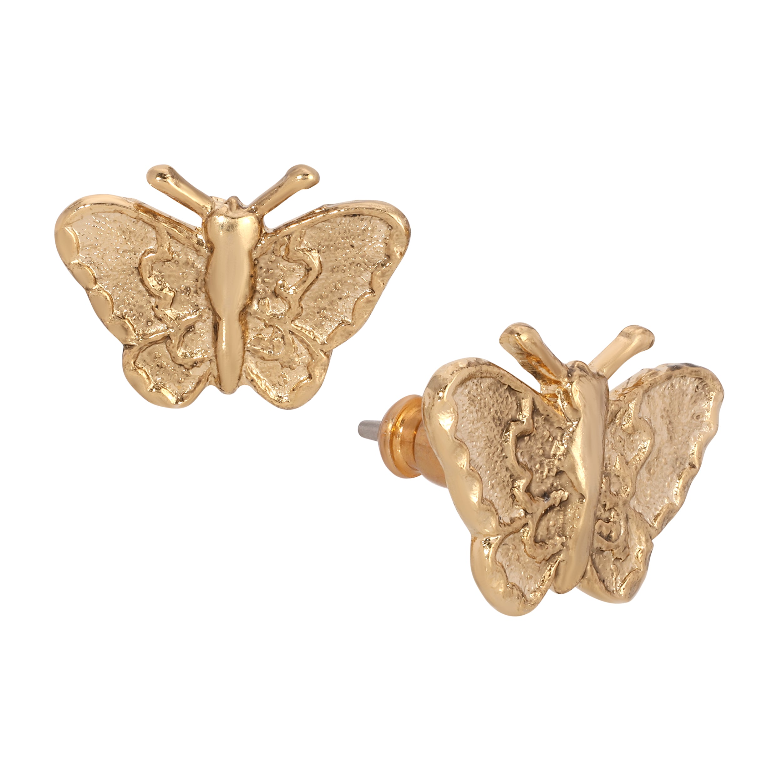 Dainty Gold Tone Butterfly Stud Earrings