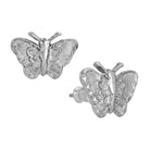 Dainty Silver Tone Butterfly Stud Earrings