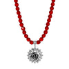 Fire Polished Crystal Strand Rose Pendant Necklace 18