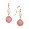 1928 Jewelry Round White Faux Pearl & Bead Dangling Earrings