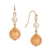 Round White Faux Pearl & Bead Dangling Earrings