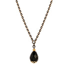 Black & Gold Oval Drop Bead Pendant Chain Necklace 15" + 3" Extension