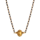 Black & Gold Rondelle Faceted Bead Pendant Necklace 16" + 3" Extension