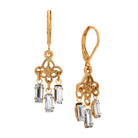 Gold Filigree & Crystal Drop Earrings