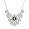 Golden Filigree Round Black & Ivory Cameo Bib Necklace 16