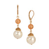 1928 Jewelry Round White Faux Pearl & Bead Dangling Earrings
