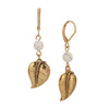 1928 Jewelry Round Gemstone & Leaf Dangle Earrings