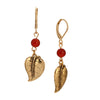 1928 Jewelry Round Gemstone & Leaf Dangle Earrings