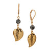 1928 Jewelry Round Gemstone & Leaf Dangle Earrings