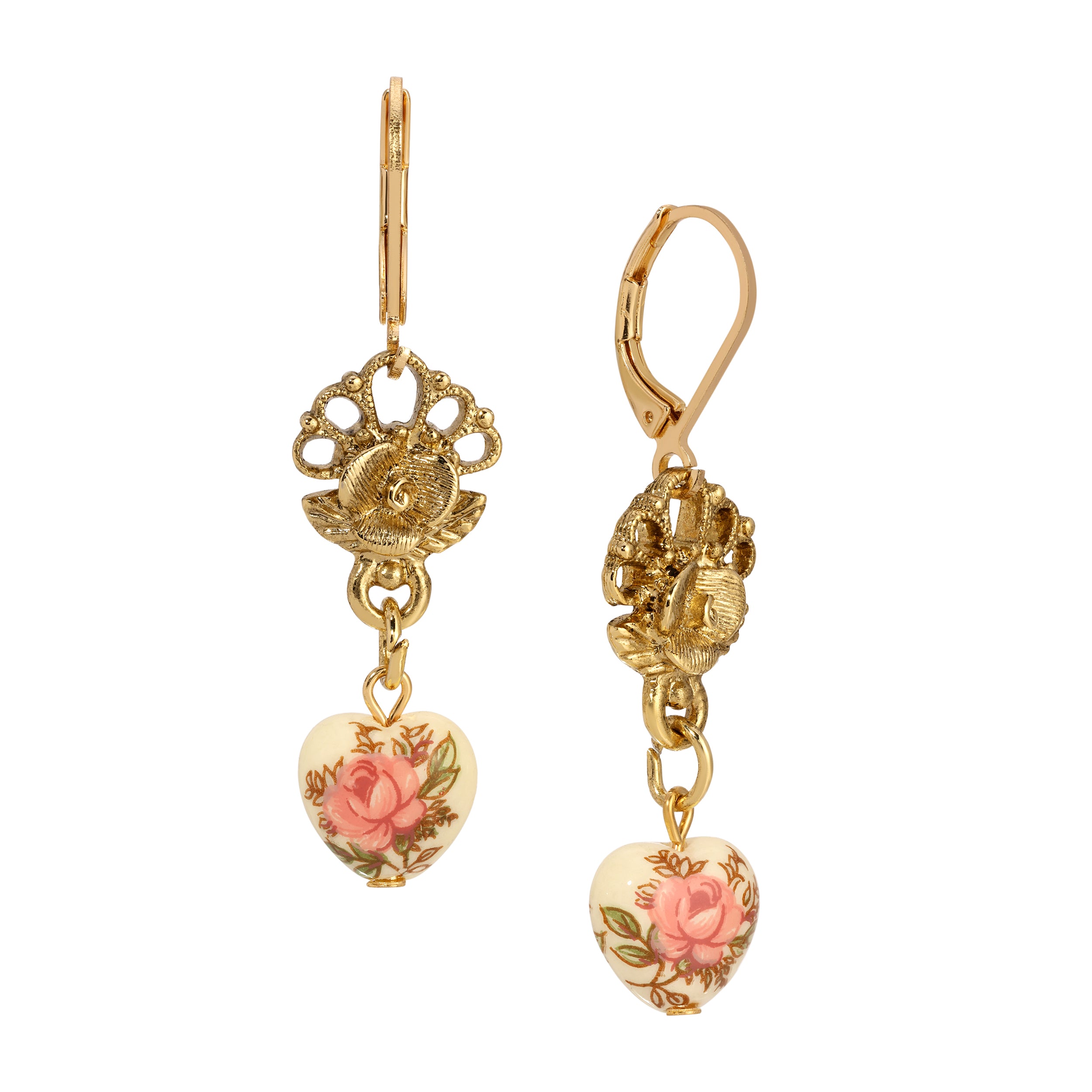 Gold Desert Rose Dangle Earrings