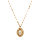 Oval Faux Pearl Locket Necklace 20"