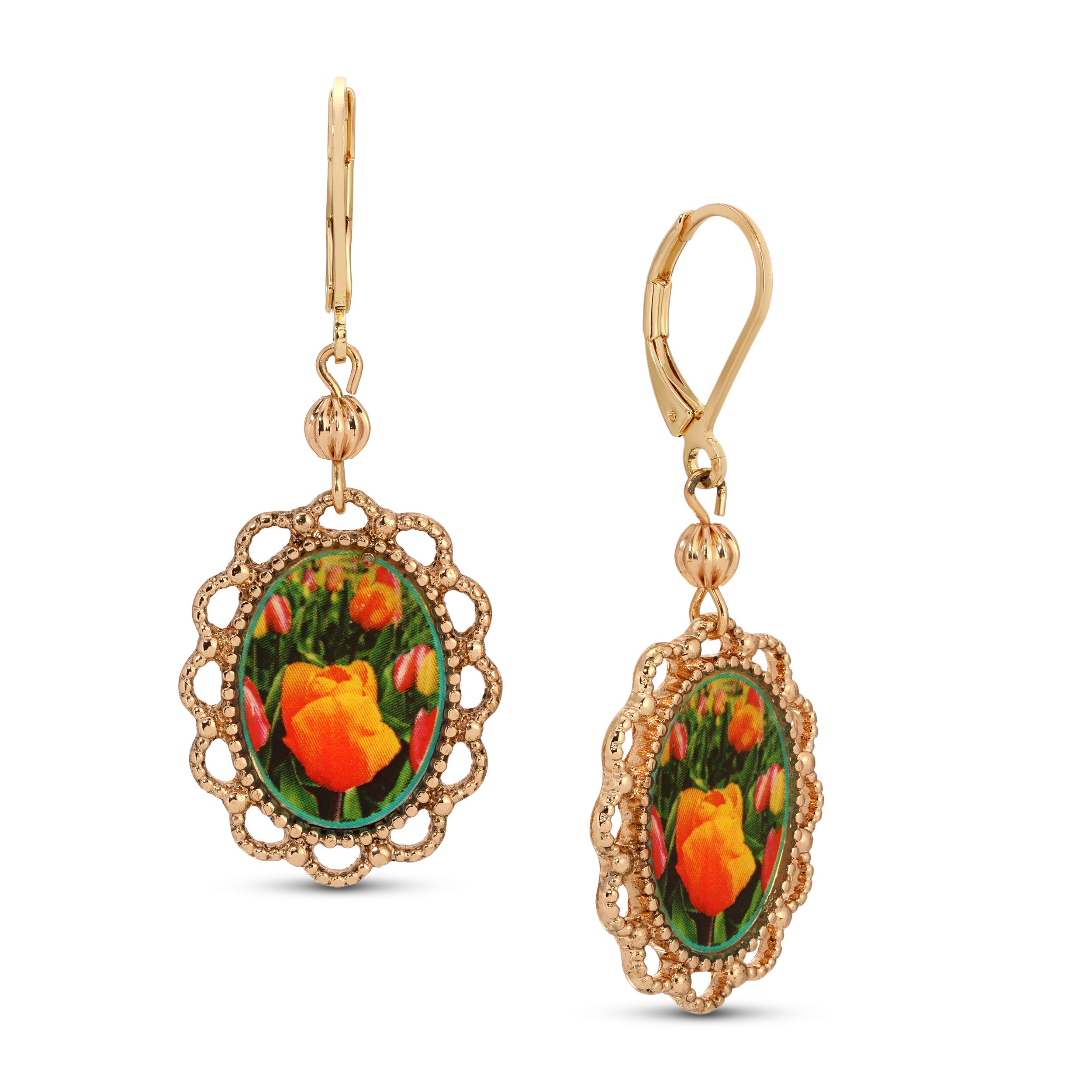 1928 Jewelry Blooming Tulips Drop Earrings