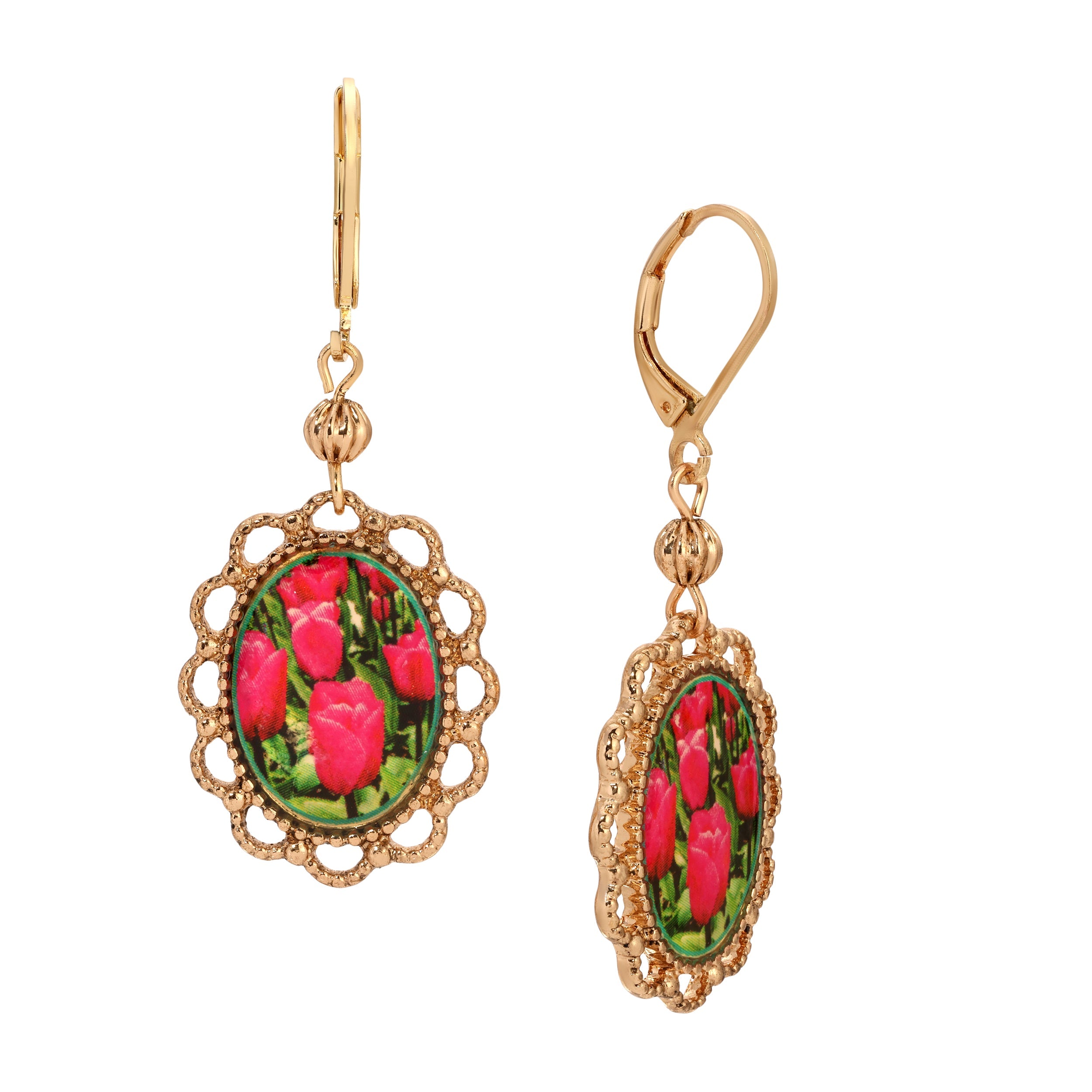 1928 Jewelry Blooming Tulips Drop Earrings