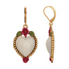 1928 Jewelry Pearly Eden Rose Enamel Heart Faux Pearl Drop Earrings