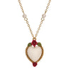 1928 Jewelry Pearly Eden Rose Enamel Faux Pearl Heart Pendant Necklace 16