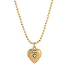 Small Golden Heart & Crystal Locket Necklace 18"