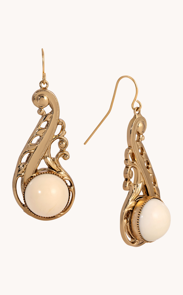 Swirly Statement Dome Stone Earrings