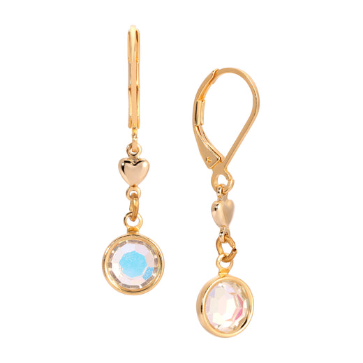 Golden Heart Channel AB Crystal Drop Earrings