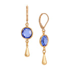 Golden Sapphire Blue Channel Crystal Pear Drop Earrings