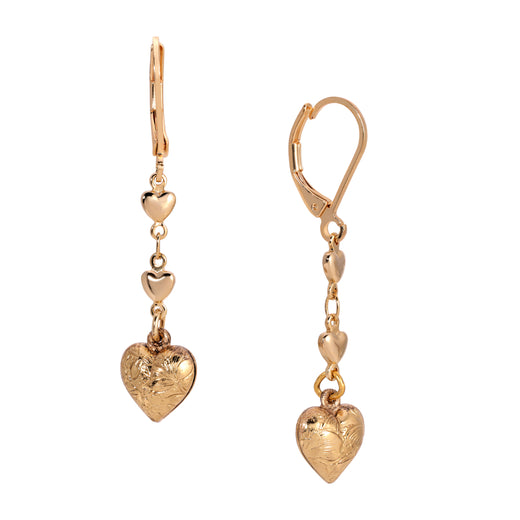 Classic Golden Heart Drop & Dangle Earrings