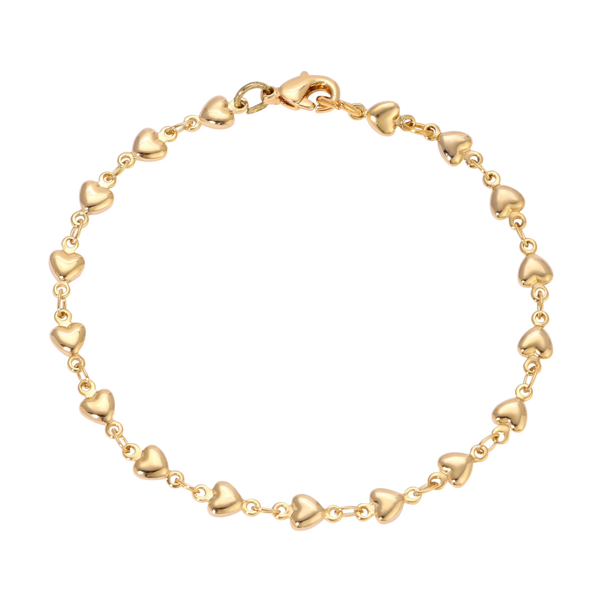 Classic Golden Heart Link Chain Bracelet