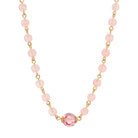Rose Pink Crystal & Glass Beaded Necklace 15" + 3" Extension