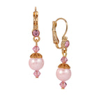 Round Pink Faux Pearl & Crystal Drop Earrings