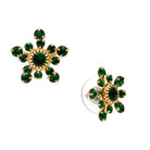 Emerald Green Crystal Gold Star Stud Earrings