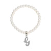 1928 Jewelry Faux Pearl Initial Stretch Bracelet