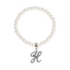 1928 Jewelry Faux Pearl Initial Stretch Bracelet