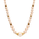 Golden Champagne & Peach Faux Pearl Beaded Necklace 15" + 3" Extender