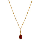 Trellis Red Enamel Crystal Egg Drop Pendant Necklace 18"