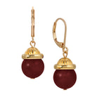  Petite Round Maroon Howlite Quartz Gemstone Drop Earrings