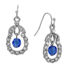 Silver & Crystal Loop Sapphire Bead Drop Earrings