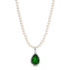 Faux Pearl Strand Lux Crystal Teardrop Pendant Necklace 15