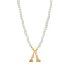 Faux Pearl Strand Gold Initial Pendant Necklace 16