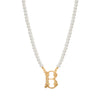 Faux Pearl Strand Gold Initial Pendant Necklace 16