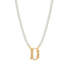 Faux Pearl Strand Gold Initial Pendant Necklace 16