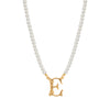 Faux Pearl Strand Gold Initial Pendant Necklace 16