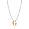 Faux Pearl Strand Gold Initial Pendant Necklace 16