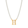 Faux Pearl Strand Gold Initial Pendant Necklace 16